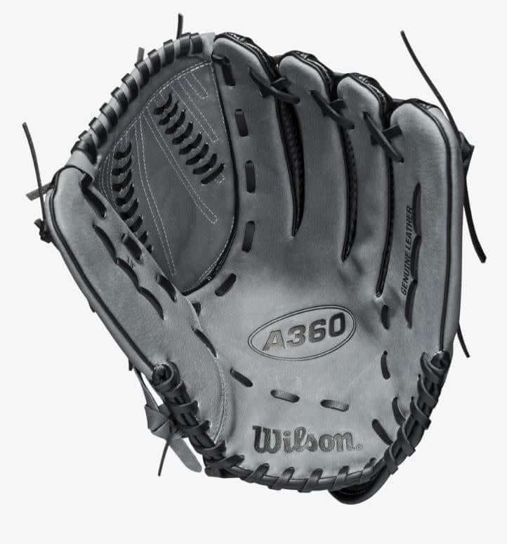 Wilson A360 Slowpitch 13-inch LHT glove in black/graphite/white