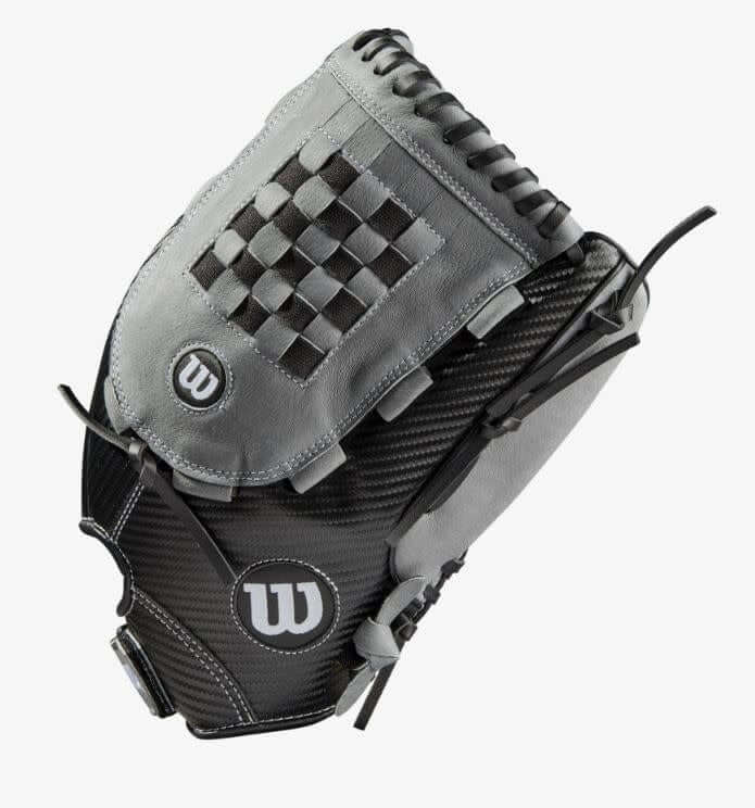Wilson A360 Slowpitch 14-inch LHT glove in Black/Graphite/White