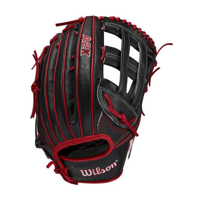 Wilson A2K Juan Soto 12.75 LHT baseball glove with Red and Black Pro Stock Select Leather