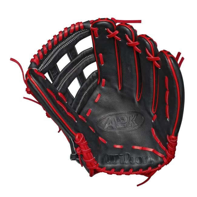 Wilson A2K Juan Soto 12.75 LHT baseball glove with Red and Black Pro Stock Select Leather