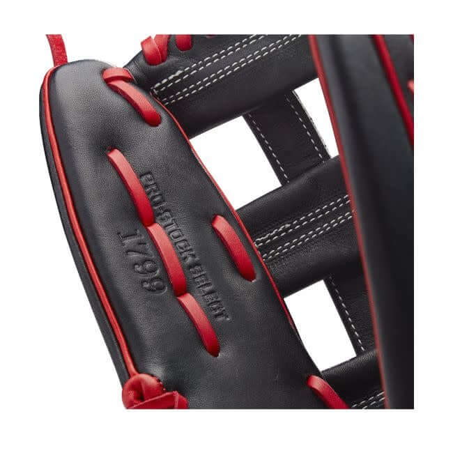 Wilson A2K Juan Soto 12.75 LHT baseball glove with Red and Black Pro Stock Select Leather