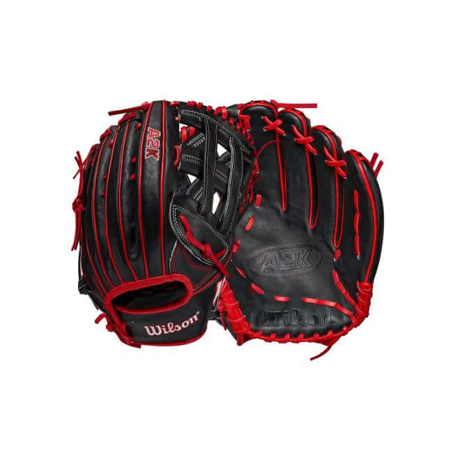 Wilson A2K Juan Soto 12.75 LHT baseball glove with Red and Black Pro Stock Select Leather