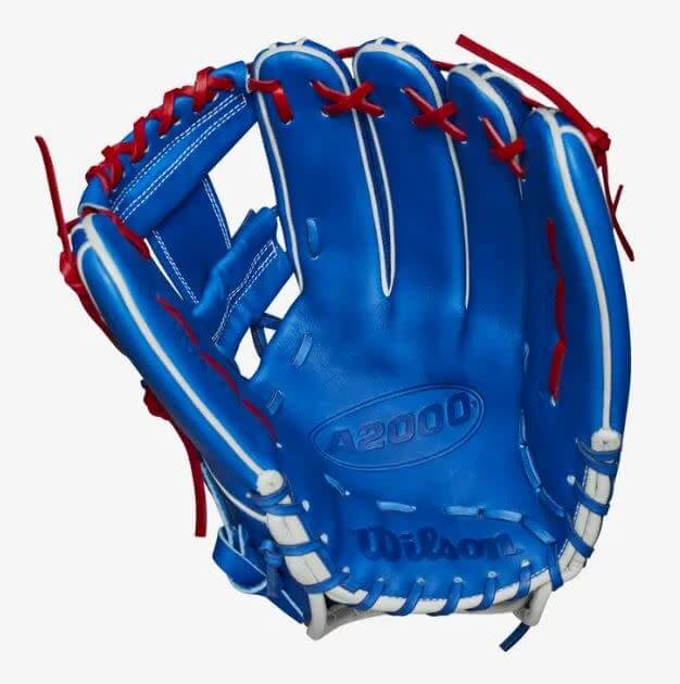 Wilson A2000 VG27 SS 12.25 baseball glove with Royal SuperSkin and Pro Stock Leather, Red Lacing