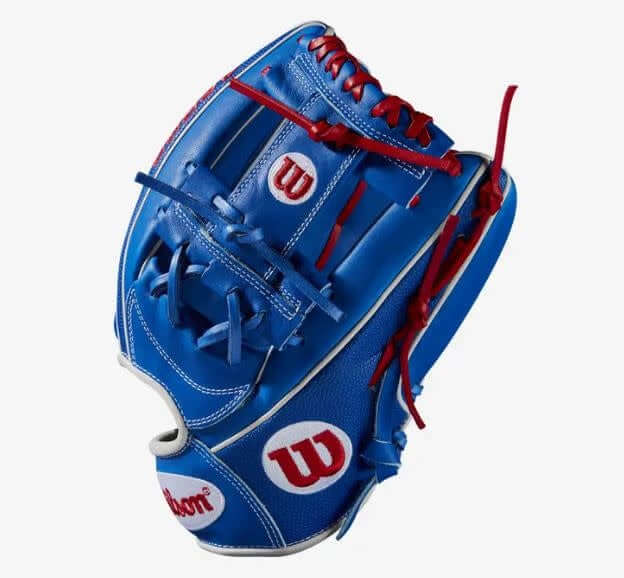 Wilson A2000 VG27 SS 12.25 baseball glove with Royal SuperSkin and Pro Stock Leather, Red Lacing