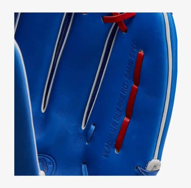 Wilson A2000 VG27 SS 12.25 baseball glove with Royal SuperSkin and Pro Stock Leather, Red Lacing