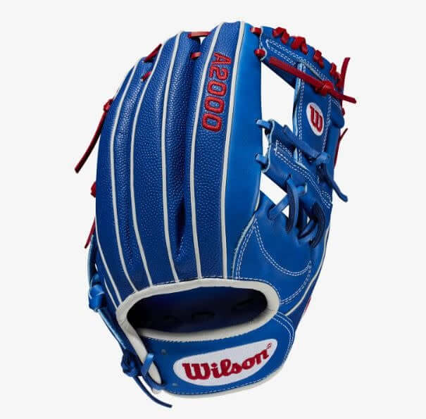 Wilson A2000 VG27 SS 12.25 baseball glove with Royal SuperSkin and Pro Stock Leather, Red Lacing