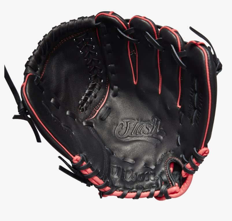 Wilson Flash 11.5 Fastpitch Infield Glove Black, Pink, Tropical Blue