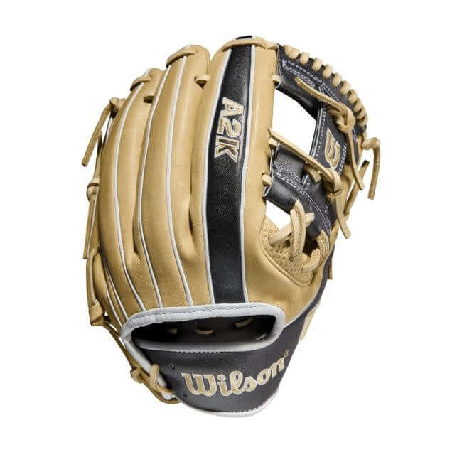 Wilson A2K SC1786 11.5 baseball glove, blonde/gunmetal grey, with Spin Control Technology.