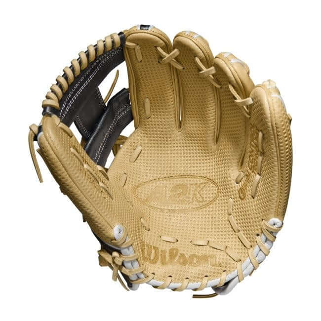 Wilson A2K SC1786 11.5 baseball glove, blonde/gunmetal grey, with Spin Control Technology.