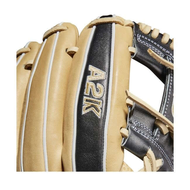 Wilson A2K SC1786 11.5 baseball glove, blonde/gunmetal grey, with Spin Control Technology.