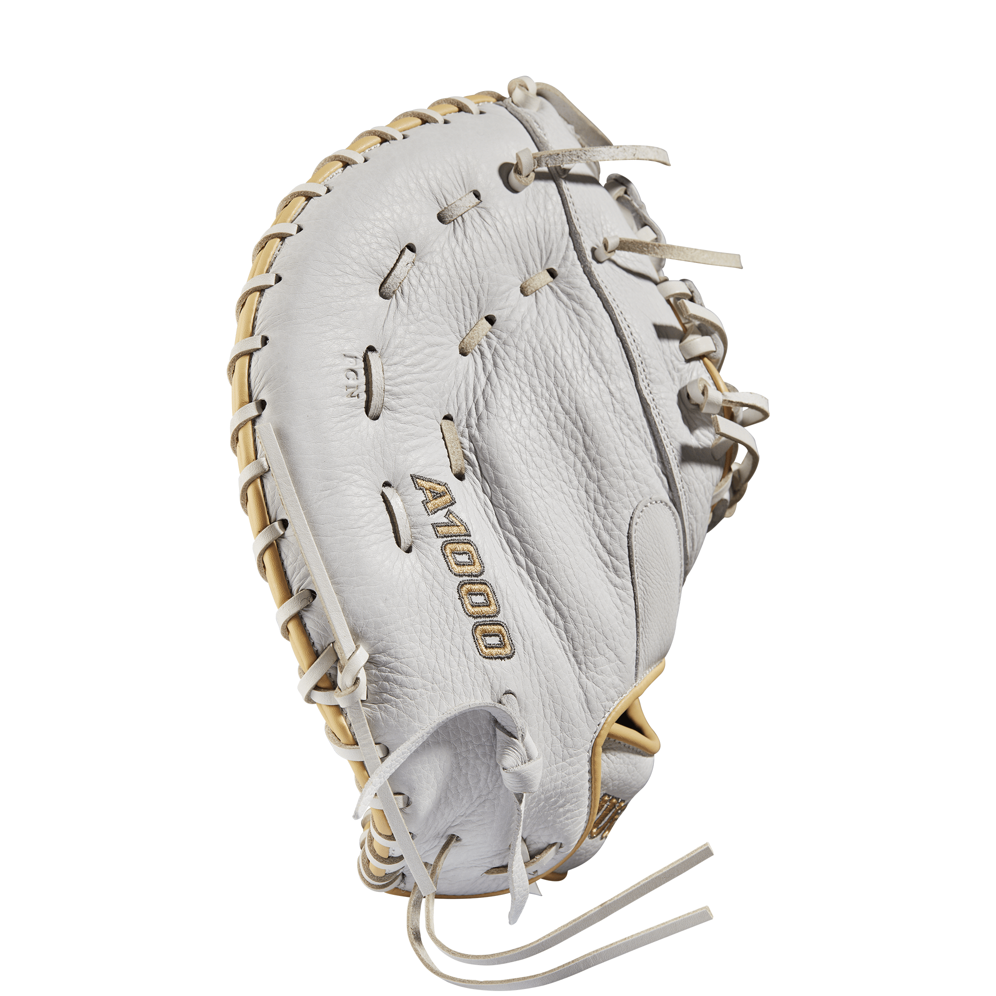 Wilson A1000 Fastpitch 1620 1B Mitt 12.5, White/Blonde/Grey, Single Post & 3 Bar Web