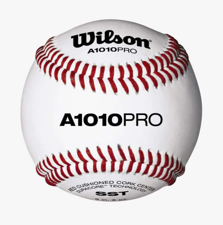 Wilson A1010PRO Baseballs Individual collegiate level, lowered seams, red cushioned cork, Grade A full grain leather