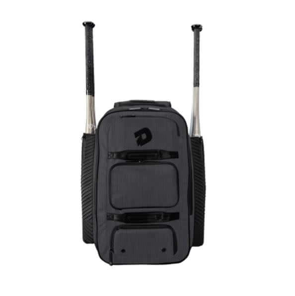 Wilson Demarini Special Ops Spectre BP in black with extra-large main compartment and neoprene bat sleeves.