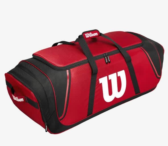 Wilson Equipment Bag Scarlet with large main compartment for gear and removable top embroidery panel