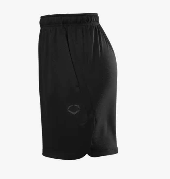 Evoshield Youth Pro Team Training Short 2.0 front view, black, 100% polyester.