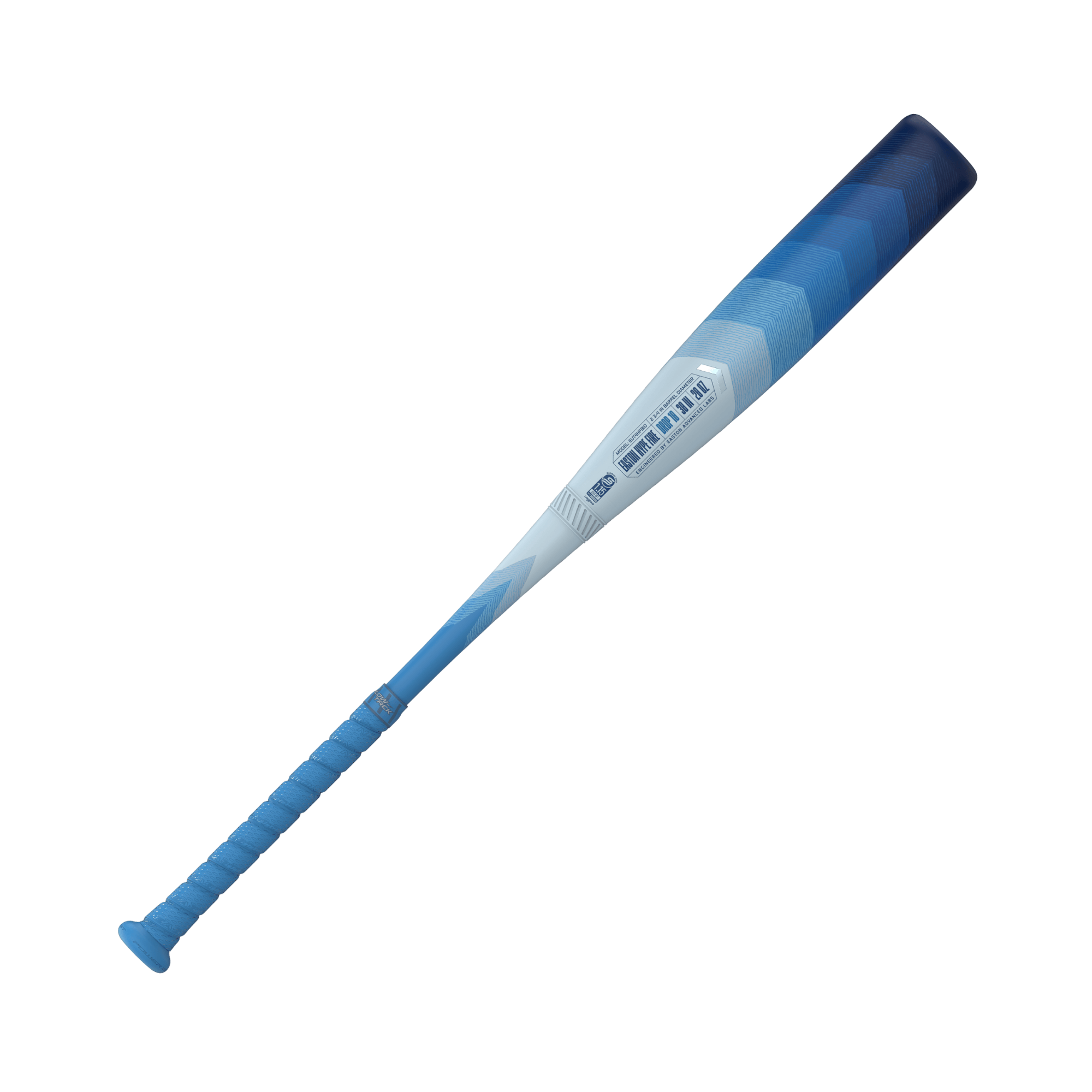 Easton Hype Fire 2024 Arctic Flame Limited Edition USSSA-10 baseball bat with a blue gradient design.