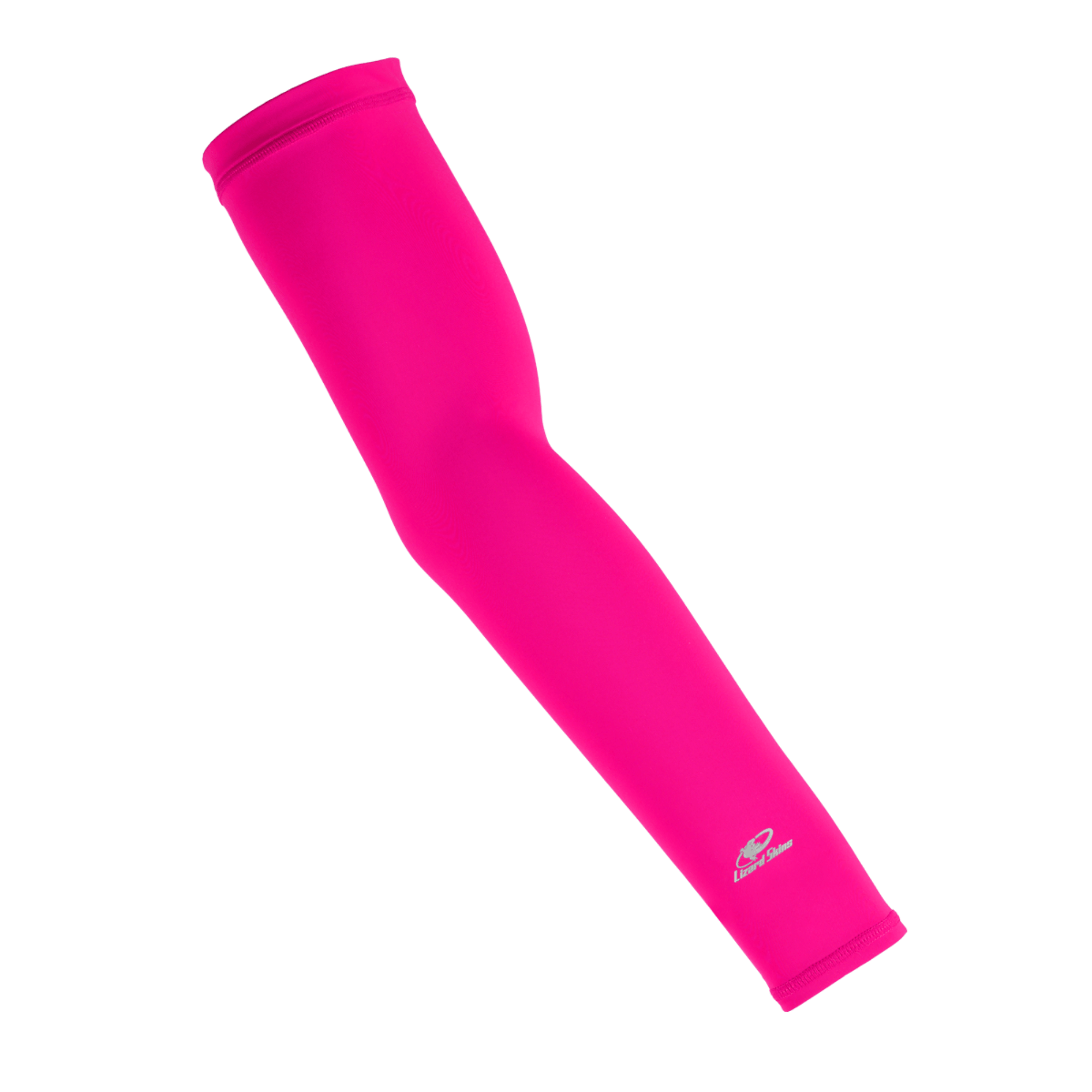 Lizard Skins Neon Pink Arm Sleeve with compression fit for comfort and UV protection, suitable for youth and adults.