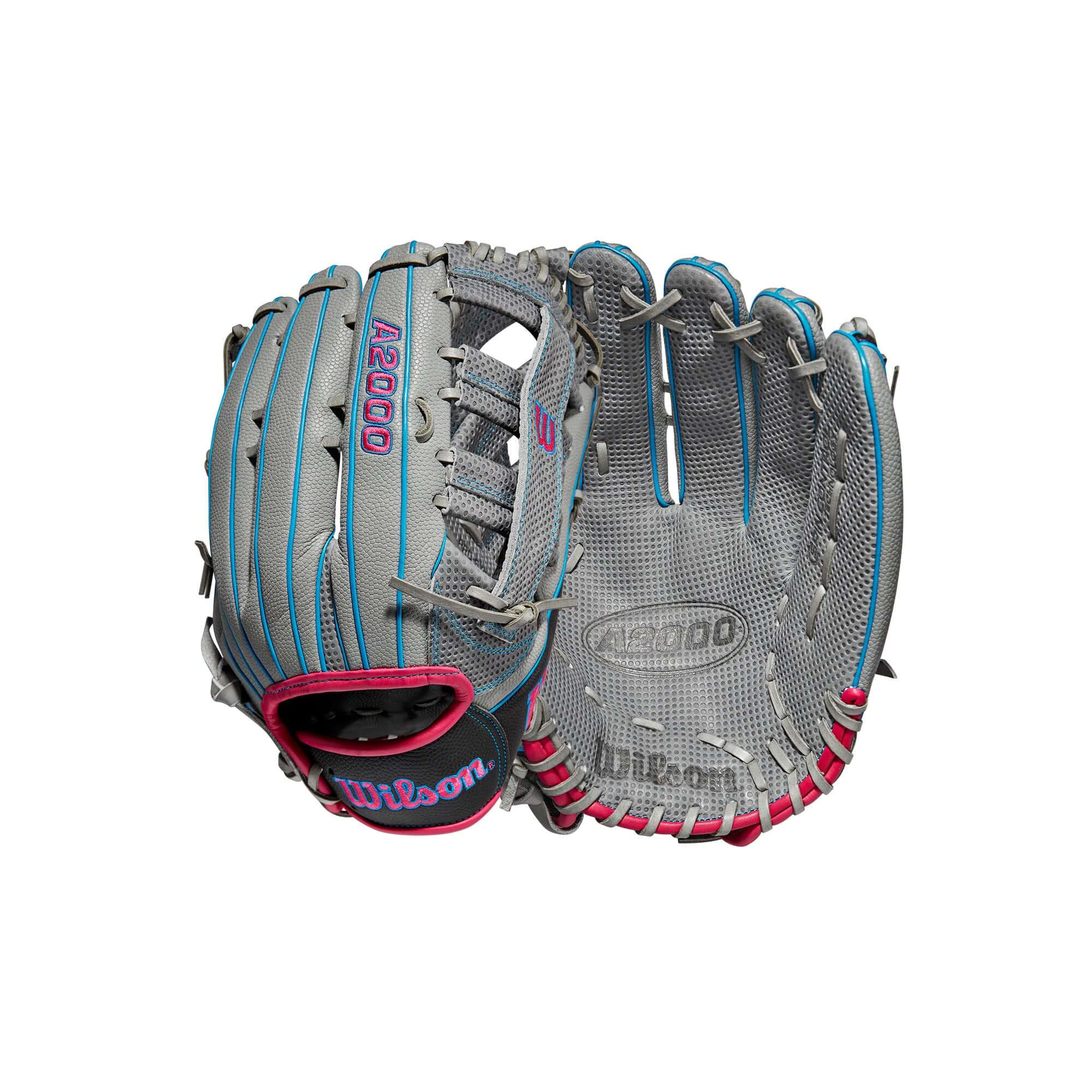 Wilson A2000 SCSP13SS 13" slowpitch softball glove in grey and black with Spin Control Technology for secure catches.
