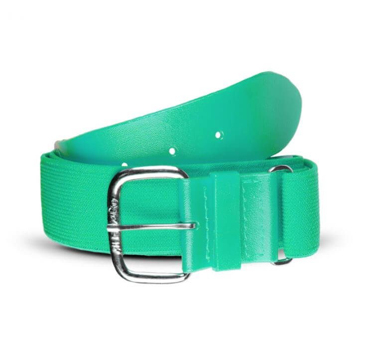 All-Star 1-1/2" Helix Adjustable Elastic Belt in Aqua with nickel-finished buckle and solid PVC tabs. Durable and stylish accessory.