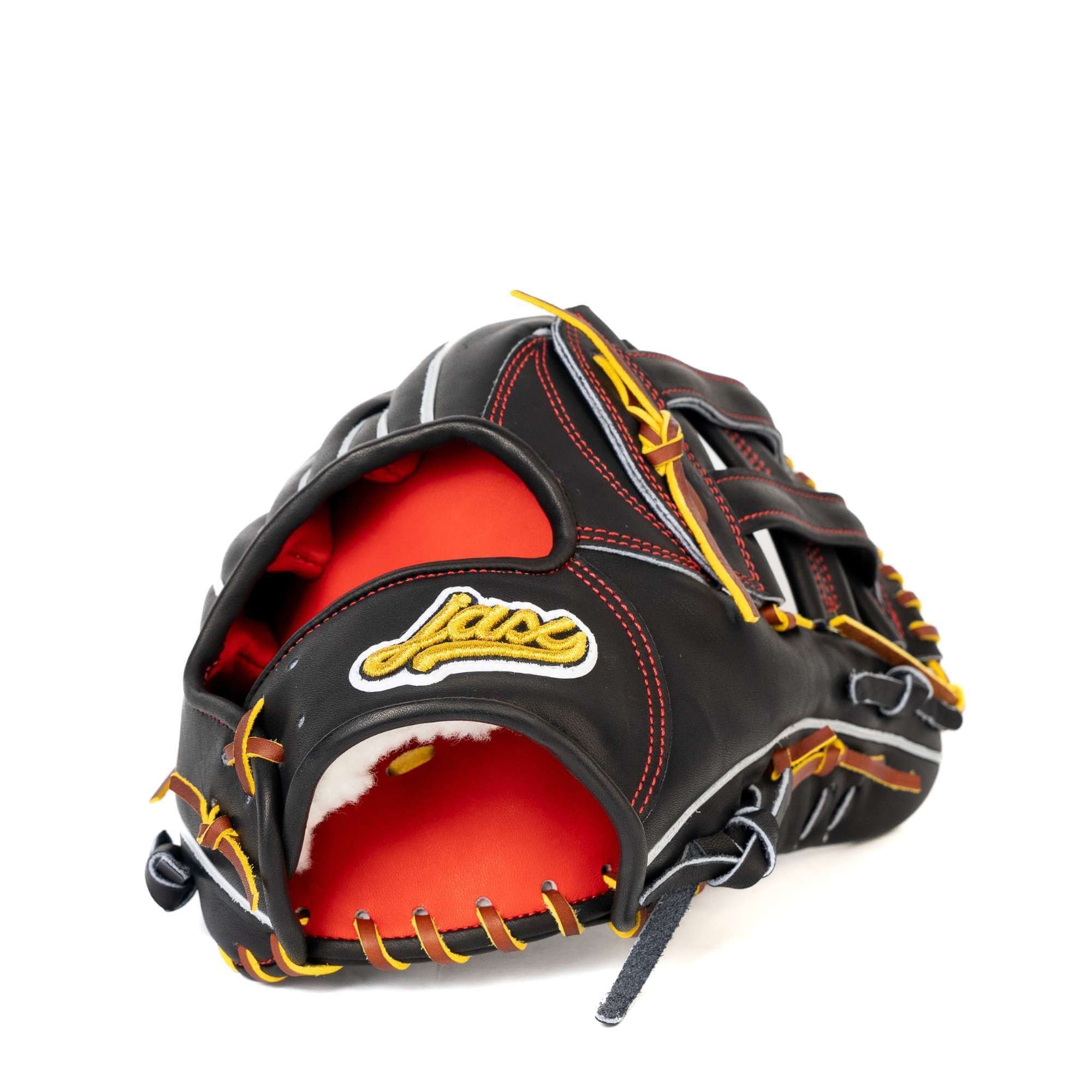 Jax Fielding Glove LJ-10 Outfield Glove Black 12.5" LHT view showing inner pocket and outer design.