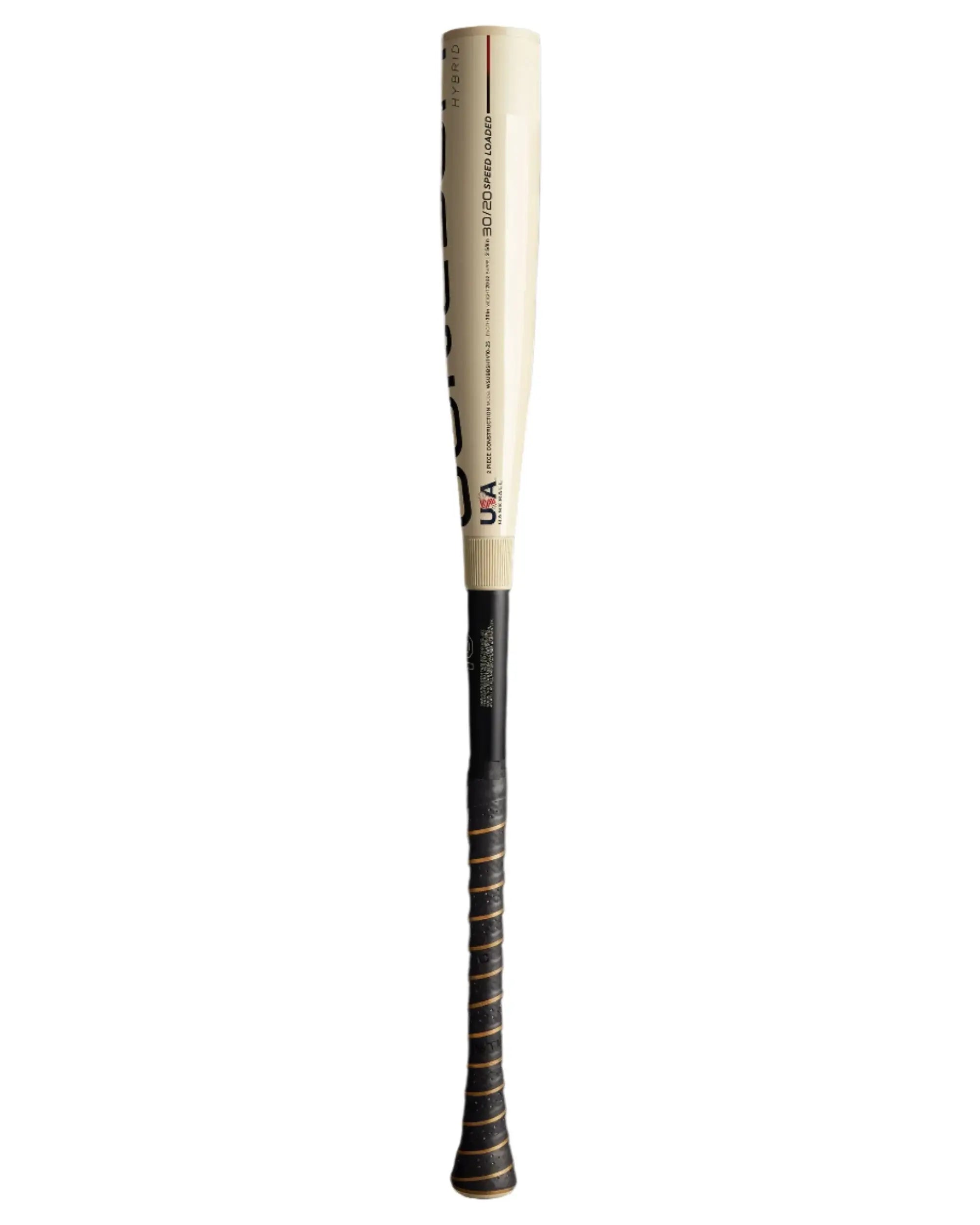  Side profile of the 2025 Bonesaber Hybrid USA, emphasizing Tsuka Pro-Tact Grip and double taper barrel design.