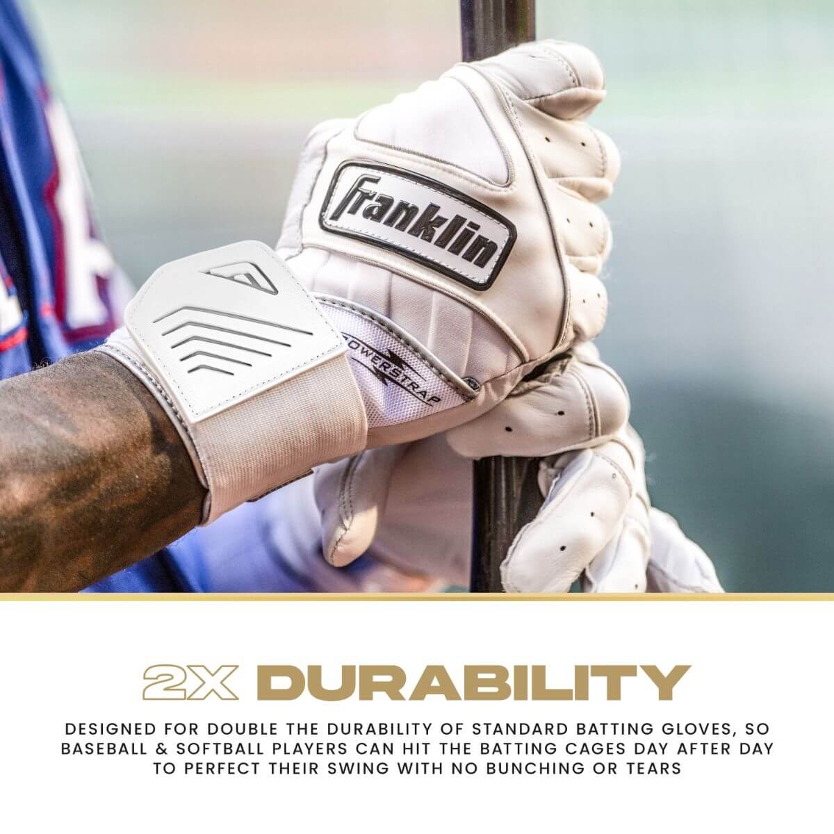 Franklin Adult Infinite Powerstrap Batting Gloves - Vanilla/Gold