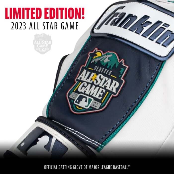 Franklin Jewel All Star 2023 batting gloves with digital cabretta leather for enhanced grip and reduced palm bunching.