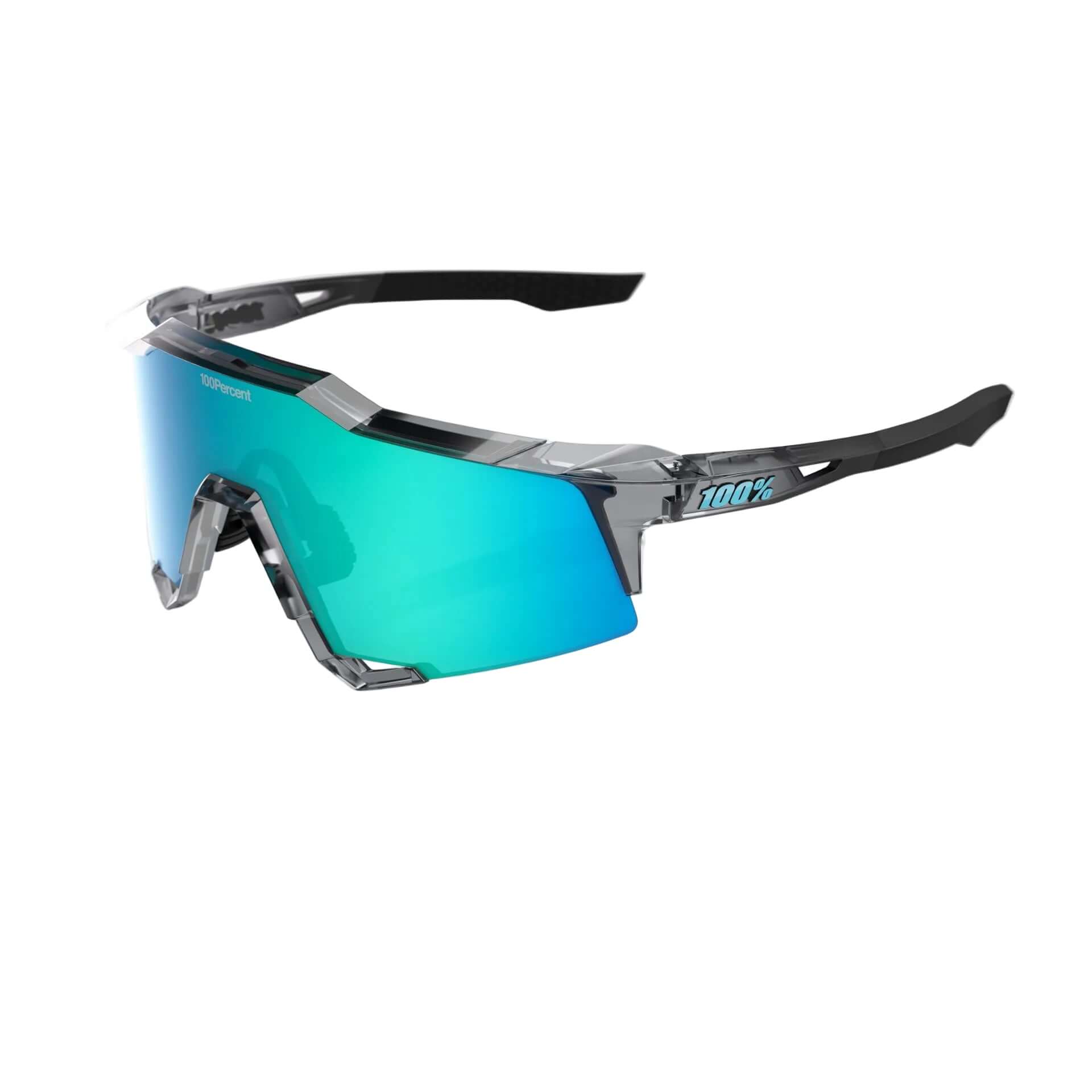 100% Speedcraft MLB Polished Translucent Grey - Blue Topaz Mirror Lens sunglasses side view