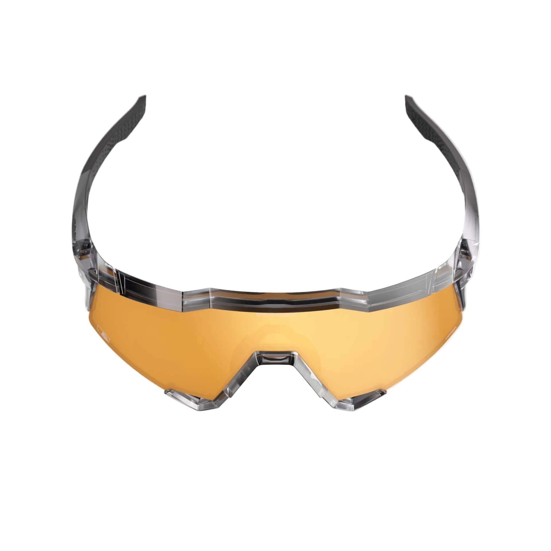 Front view of 100% Speedcraft MLB Polished Translucent Grey - HiPER 24K Gold Mirror Lens sunglasses.