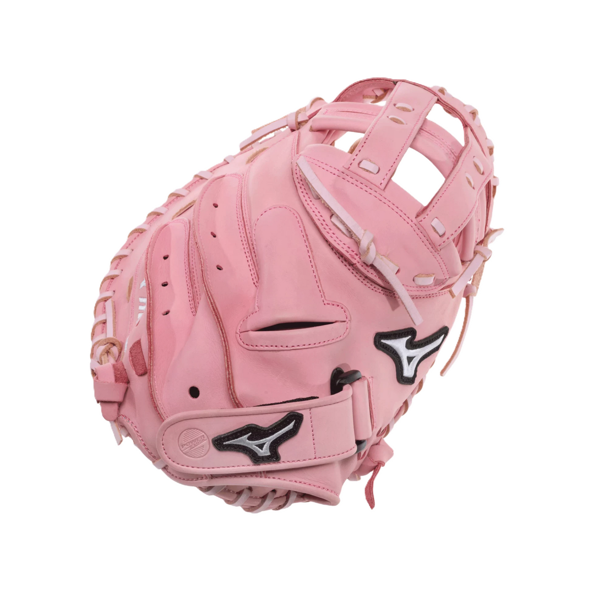 Mizuno MVP Prime 34" Fastpitch Softball Catcher's Mitt back view highlighting fastpitch catcher glove construction and lacing