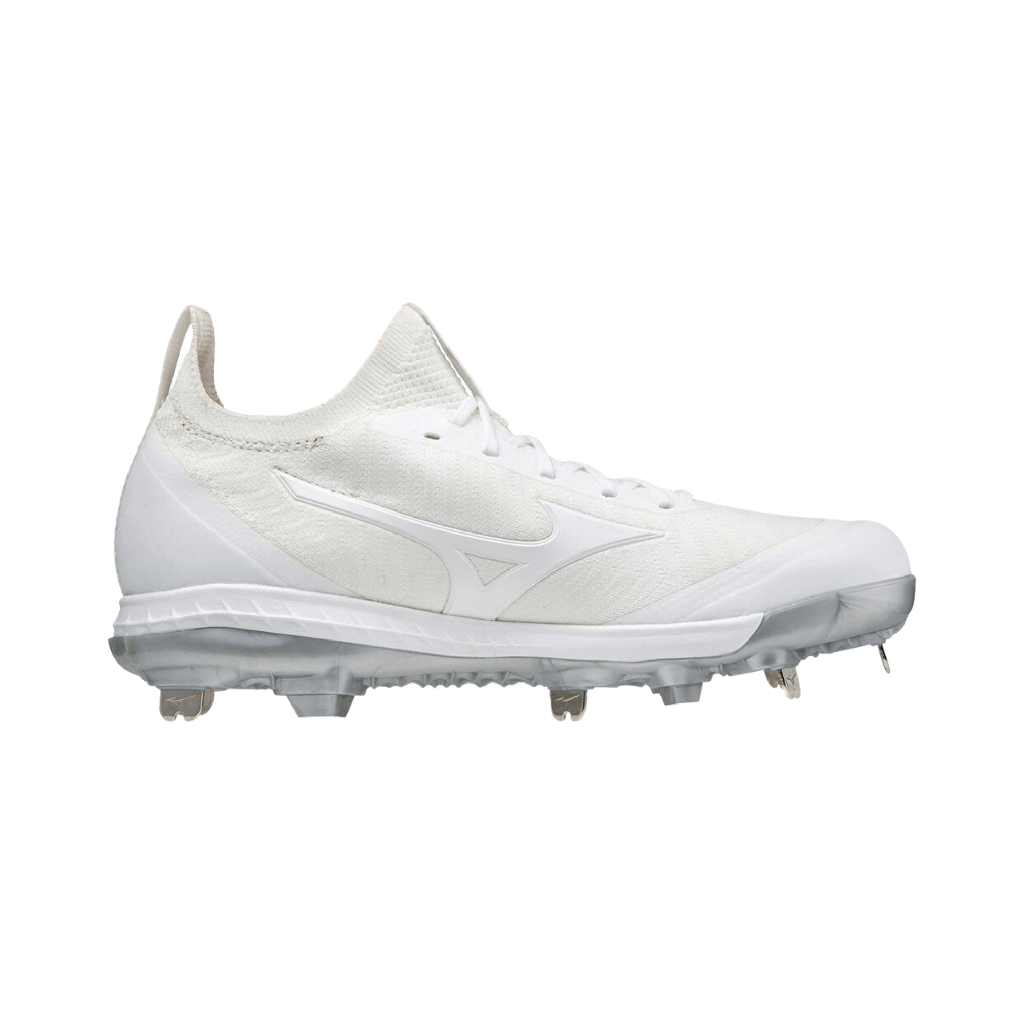 Mizuno Dominant Knit Men’s Metal Baseball Cleat White, full knit upper for natural fit