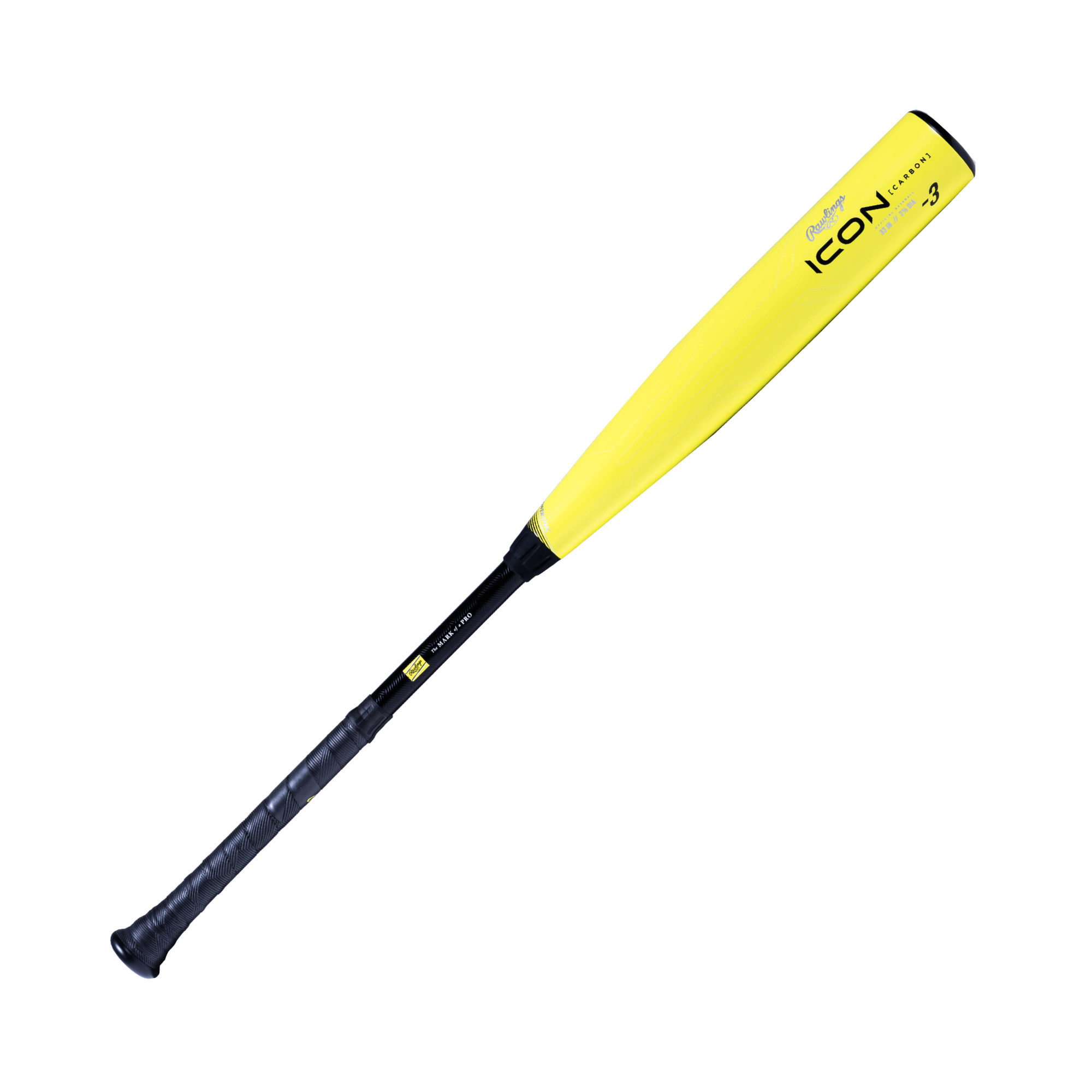 Rawlings Icon Glowstick Limited Edition -3 baseball bat with seamless carbon composite barrel and black grip.