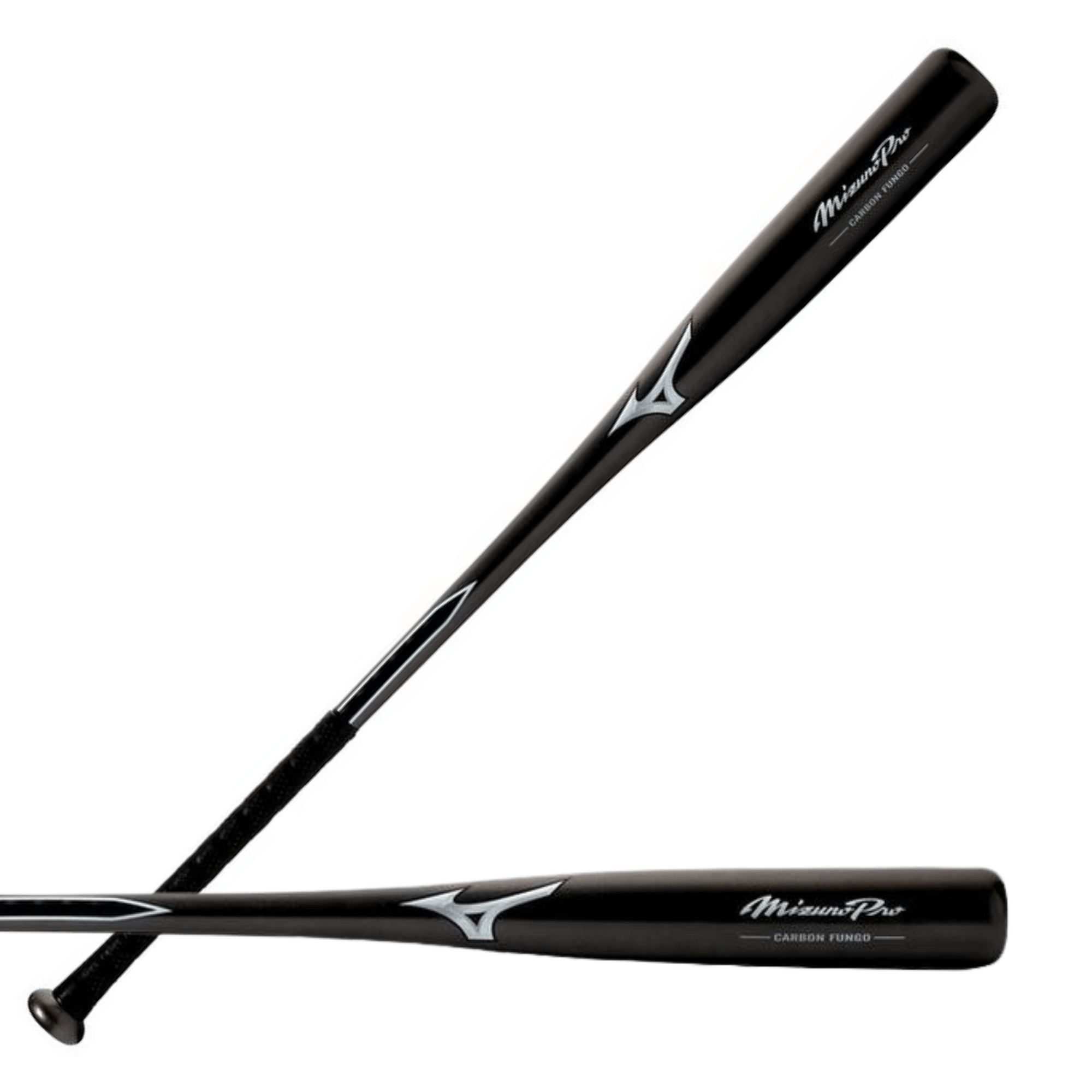Mizuno Pro Carbon Fungo in pewter color, lightweight design for baseball practice, featuring Micro-Whip grip.