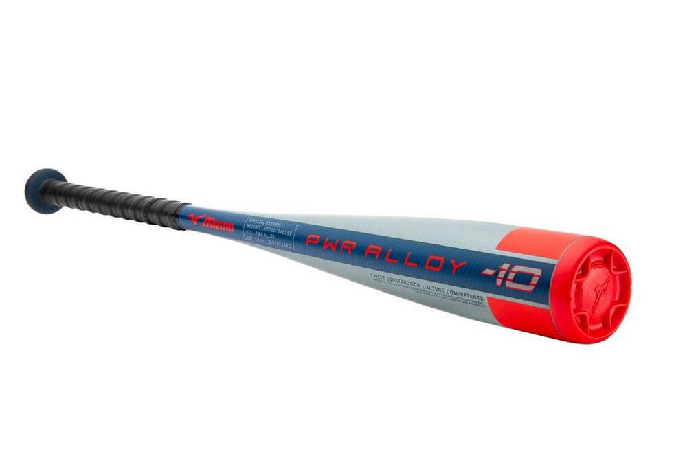 Mizuno B21-Pwr Alloy (-10) USA baseball bat featuring aerospace-grade aluminum and multiband barrel design for performance.