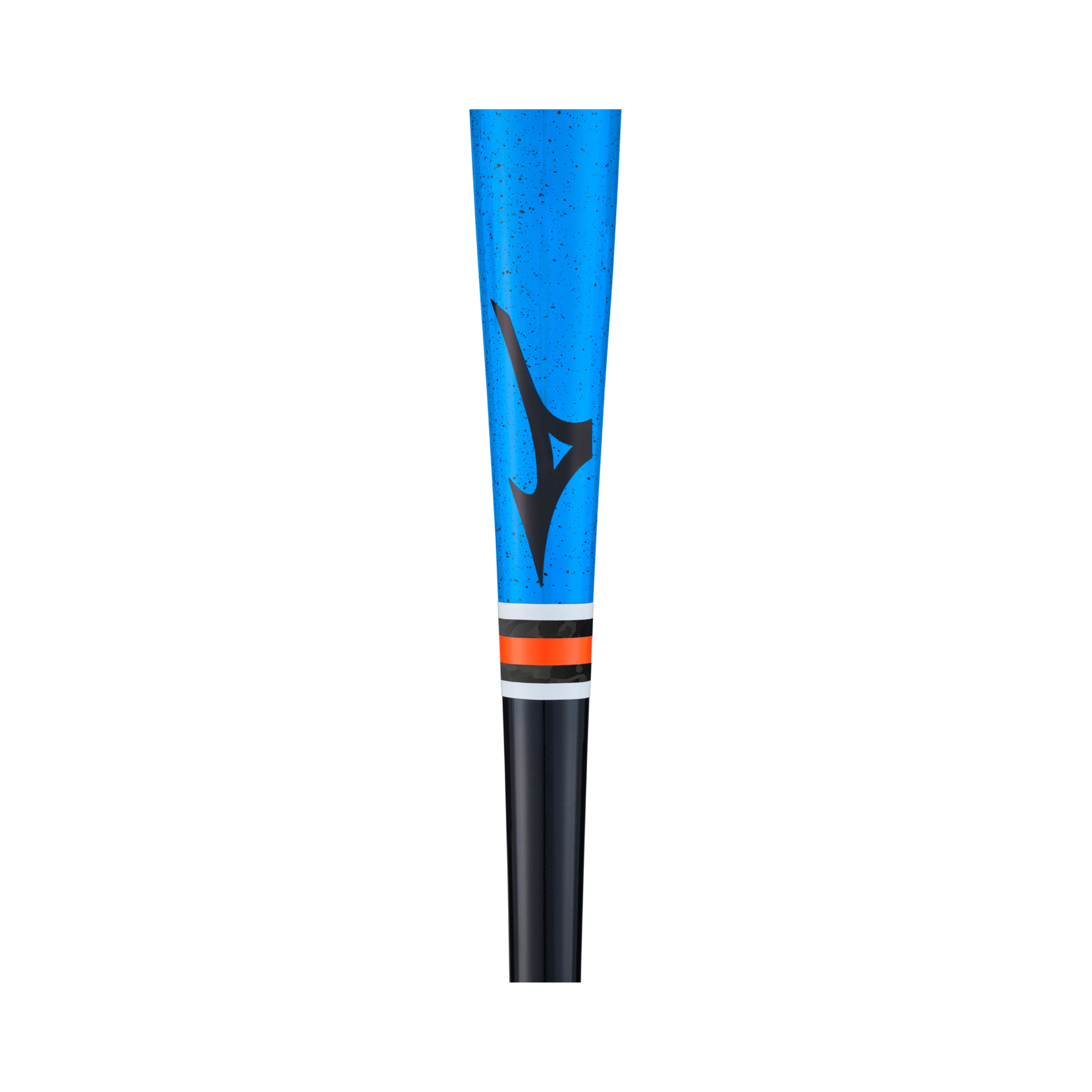 Mizuno Pro MZM 243 Blue Maple wood bat handle detail showing smooth grip, high-gloss finish, and cupped end