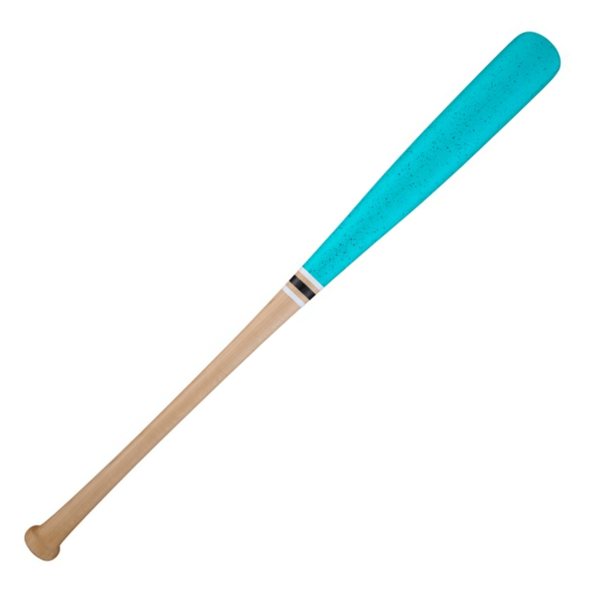 Mizuno Pro MZM 110 Teal Green Maple wood bat back view with ink dot test quality stamp and smooth finish