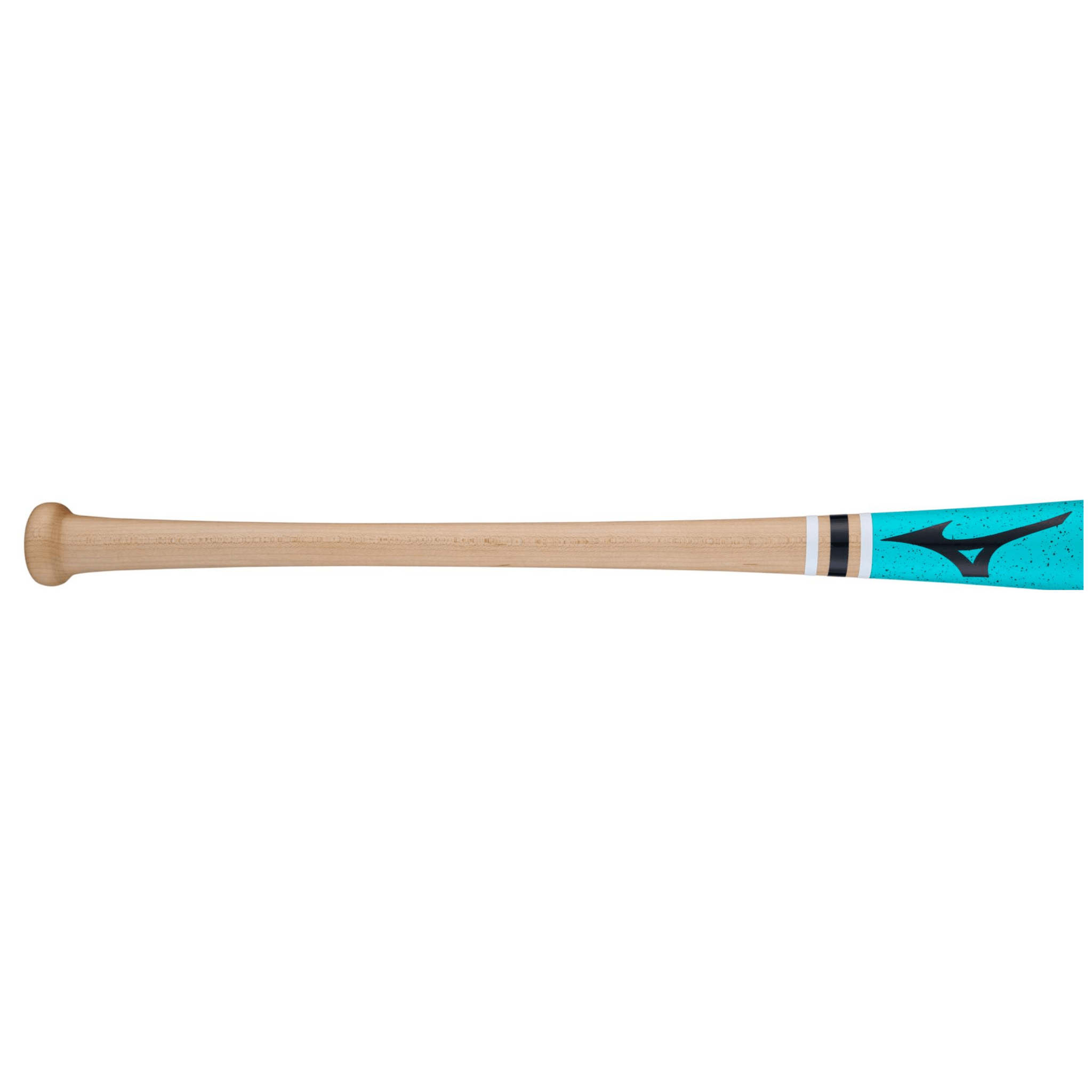 Mizuno Pro MZM 110 Teal Green Maple wood bat knob close-up for secure grip and balanced swing control