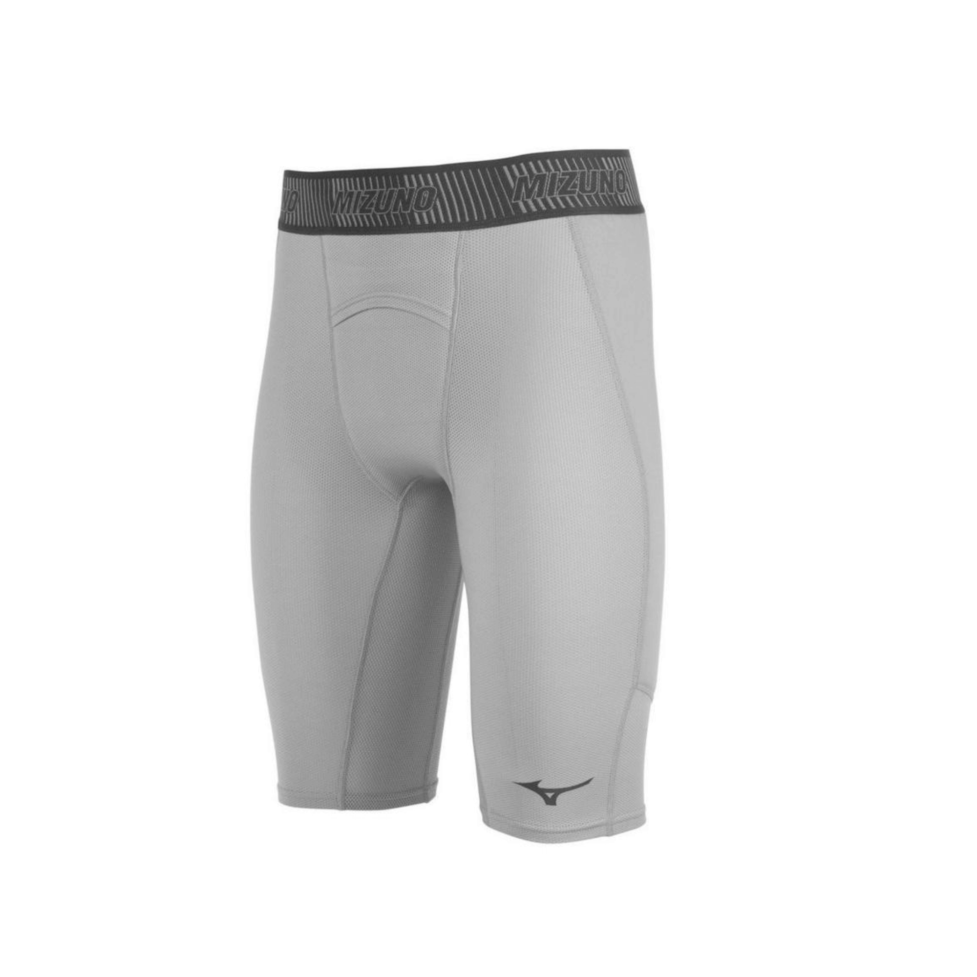 Mizuno Youth Aero Vent Grey Sliding Shorts with padded liner and breathable mesh construction for maximum comfort and protection.