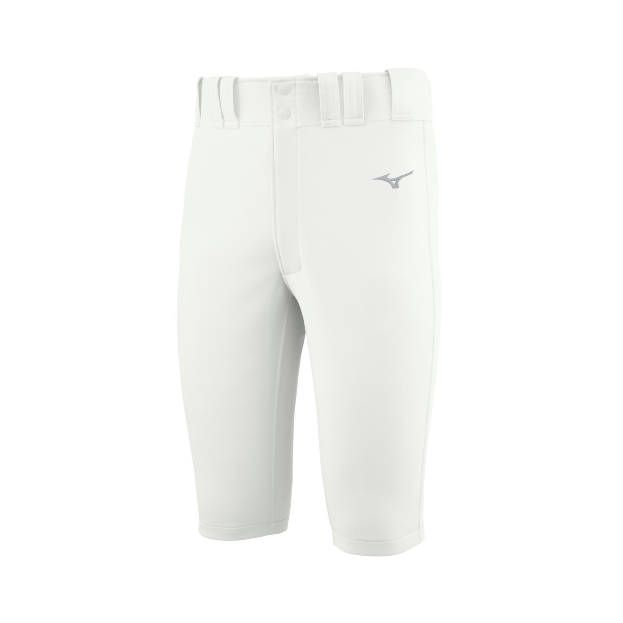 Mizuno Youth Premier Shorty Pant white front view showing athletic cut and fit