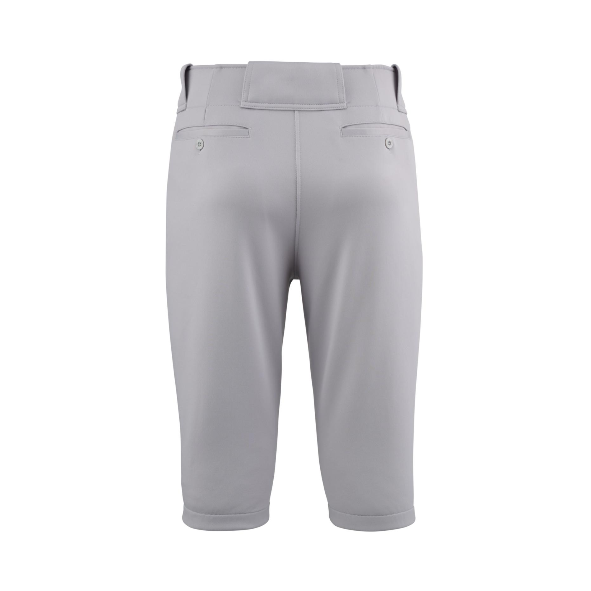 Mizuno Youth Premier Shorty Pant grey back view with set-in pockets and elastic bottom
