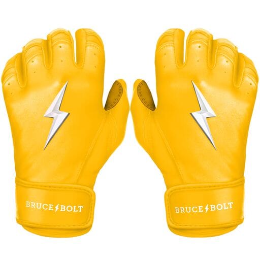 Bruce Bolt Youth Premium Pro Short Cuff Batting Gloves Yellow