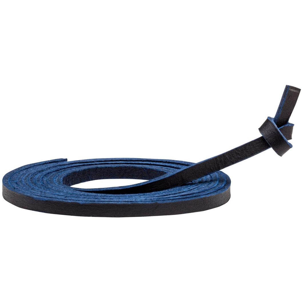 Mizuno 5.5 mm x 160 cm professional lace in black and blue, ideal for relacing baseball gloves.
