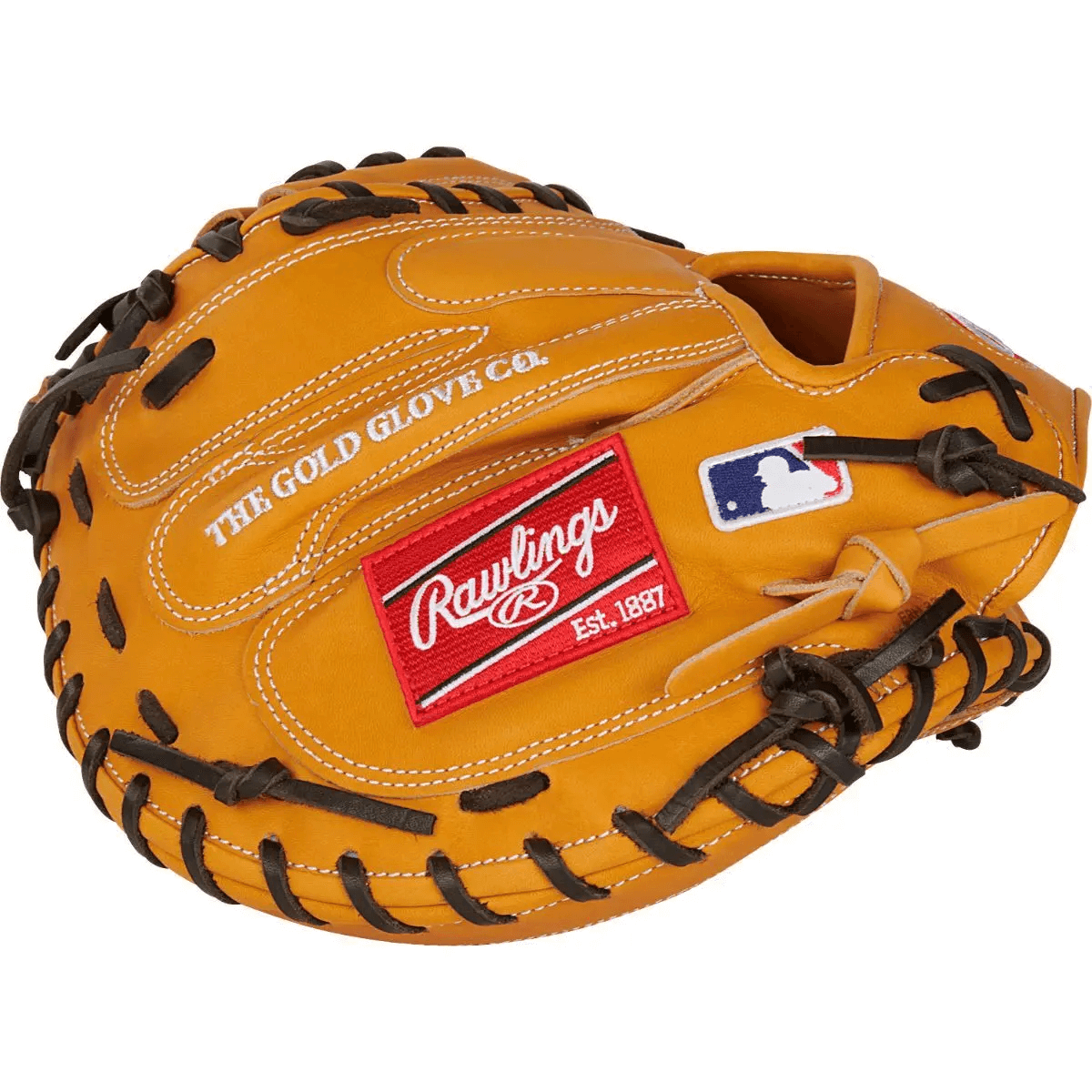 Rawlings Heart of the Hide 33-inch catchers mitt in tan color with closed web design and deertanned cowhide lining.