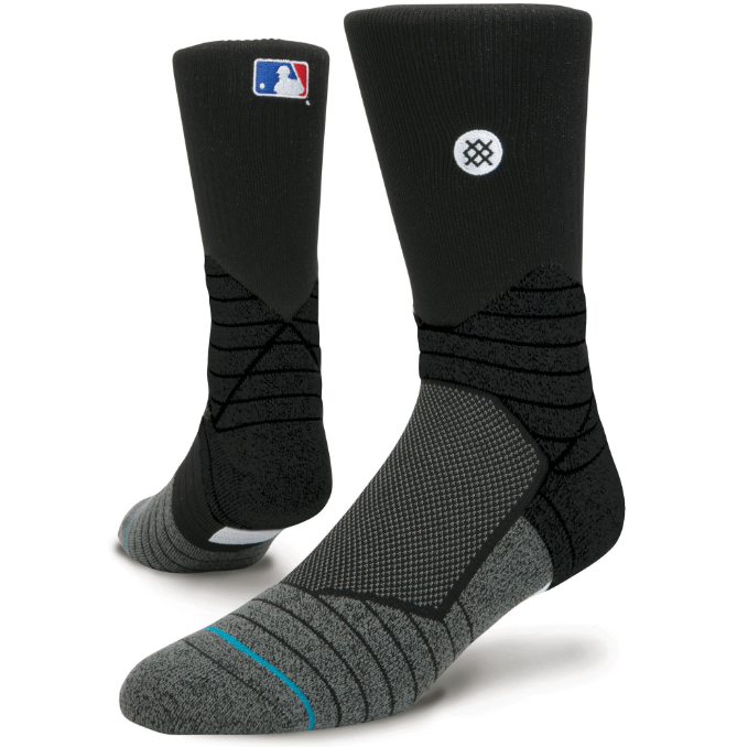 Stance MLB Diamond Pro Crew Socks in black with medium cushioning and performance technology for baseball players.