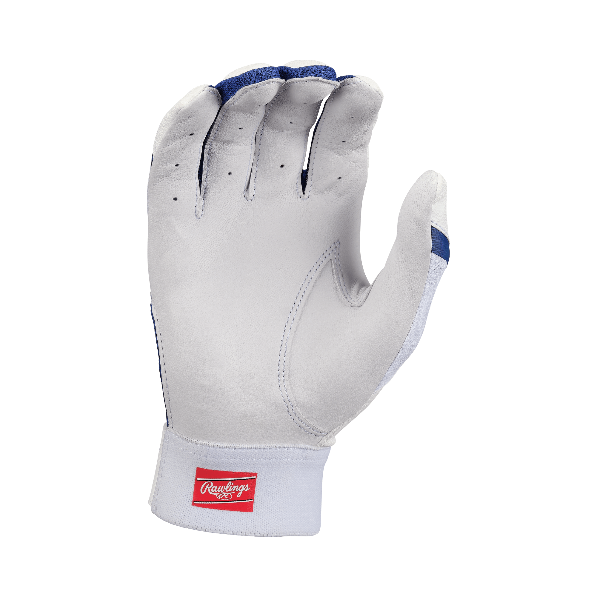Rawlings Adult 5150 II Baseball Batting Gloves in white and navy designed for comfort and grip.