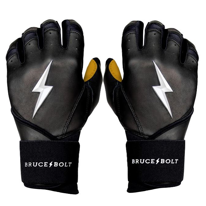 Bruce Bolt Youth Premium Pro Long Cuff Batting Gloves Black