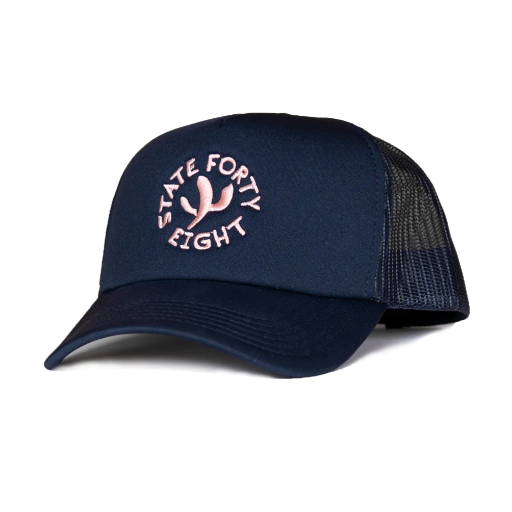 State Forty Eight Foam Trucker Hat Fun Times Cactus Navy And Pink