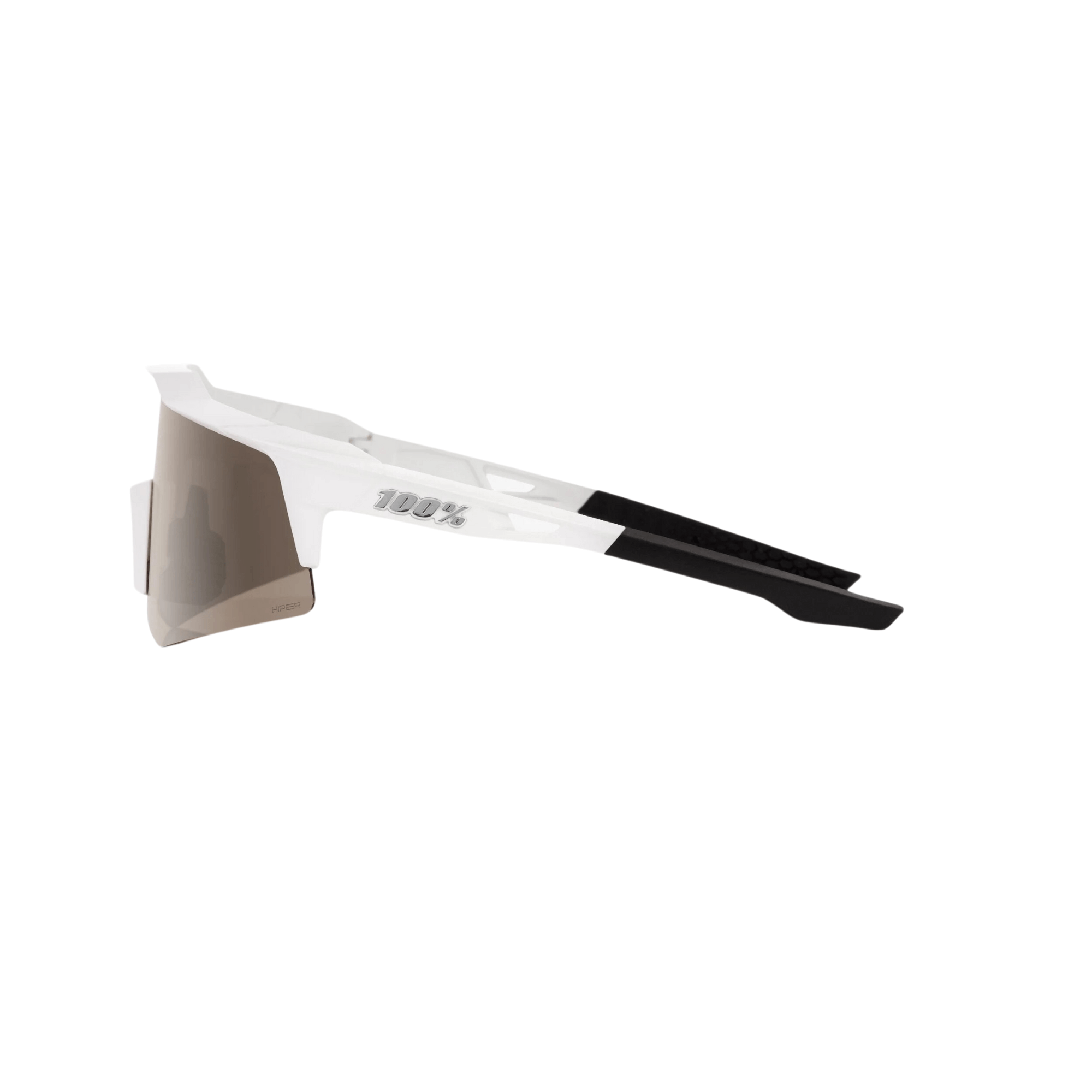 100% Speedcraft XS Matte White sunglasses with HiPER® Silver Mirror Lens, designed for smaller faces and athletes.