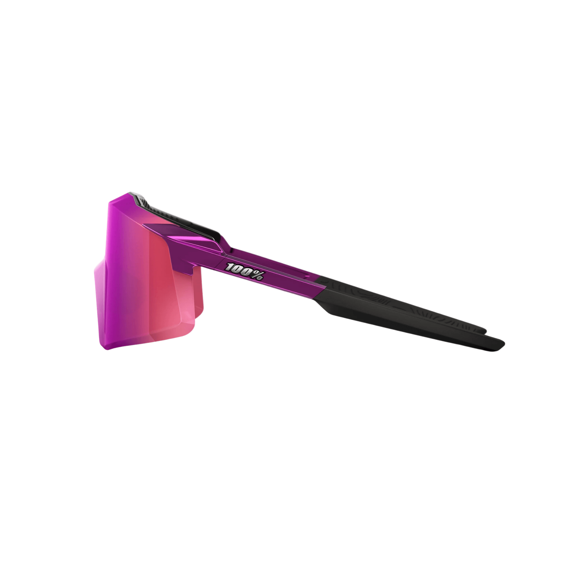 100% Aerocraft Gloss Purple Chrome sunglasses with multilayer mirror lens and frameless design. High-performance eyewear.