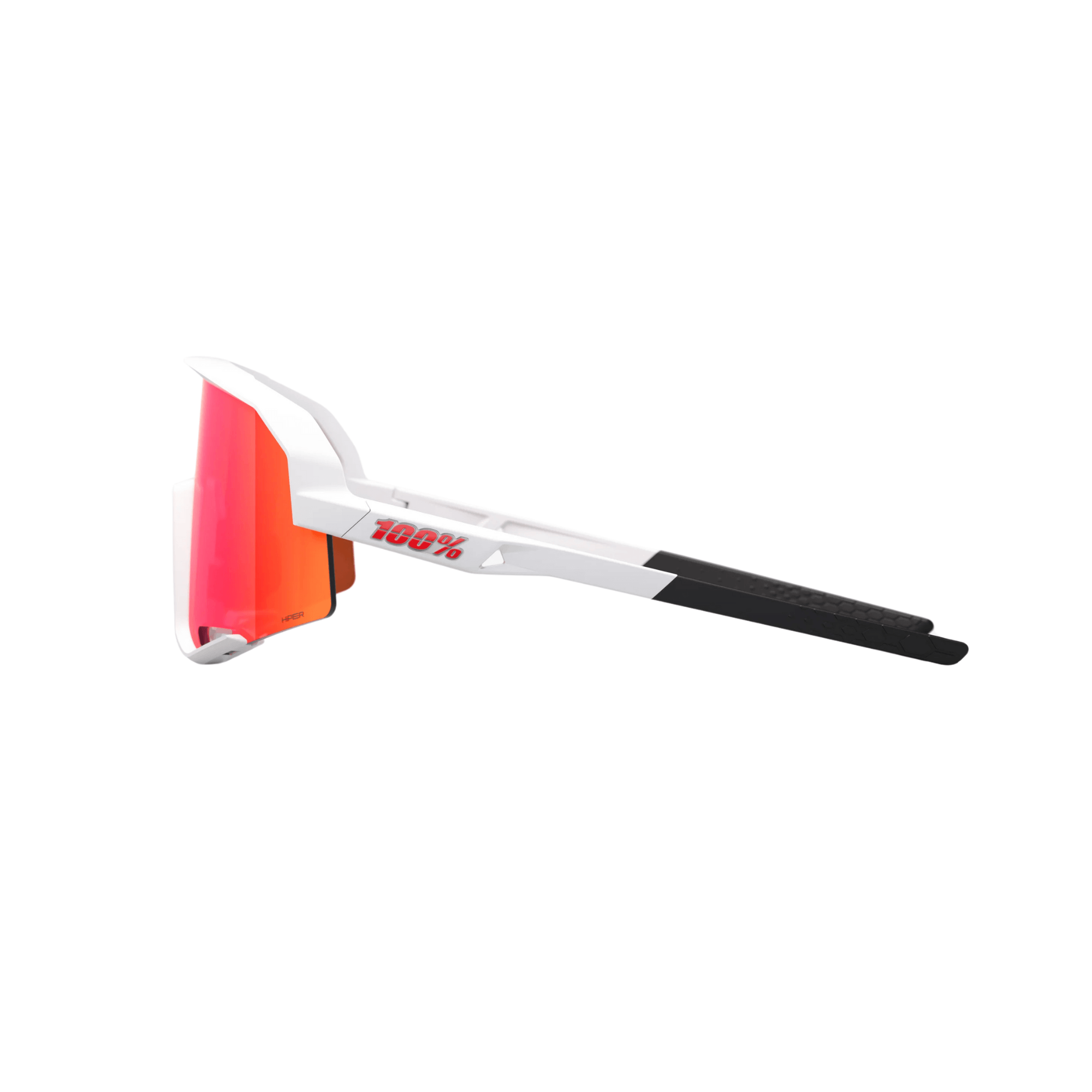 100% Slendale sunglasses in matte white with HiPER red multilayer mirror lens, featuring a sleek design.
